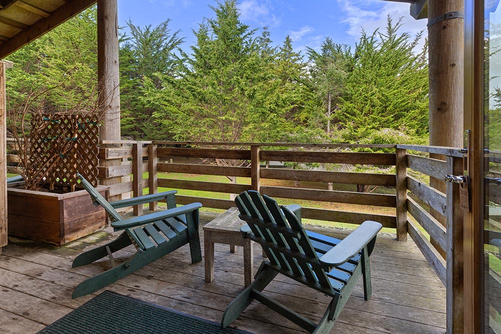 Costanoa lodge balcony with chairs